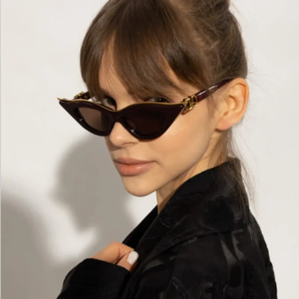 NEW VALENTINO V-GOLDCUT VLS-114B BORDEAUX WOMEN CAT EYE SUNGLASSES VALENTINO